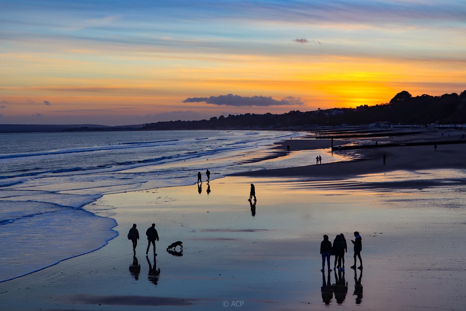 Winter Sunset at Bournemouth Beach 